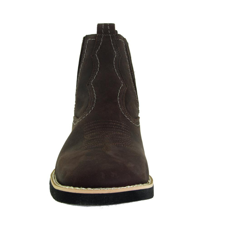 Botina Country Masculina Bico Quadrado Fossil Café Passo Livre